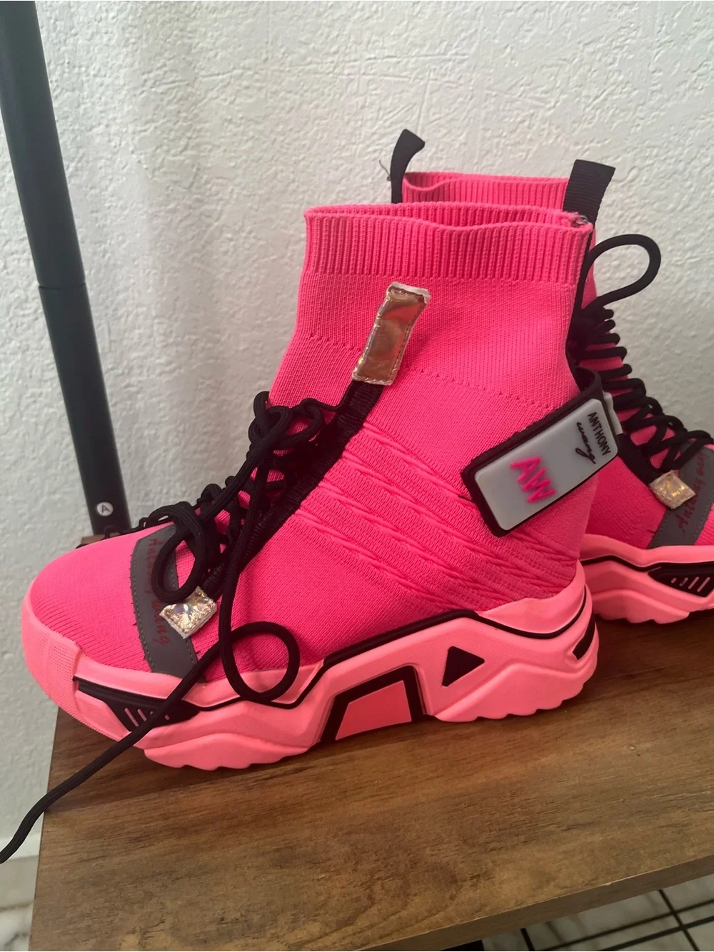 Bright Pink Sock-Style Platform Sneakers